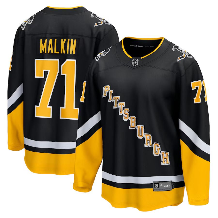 Men Pittsburgh Penguins 71 Evgeni Malkin Fanatics Branded Black Alternate Premier Breakaway Player NHL Jersey